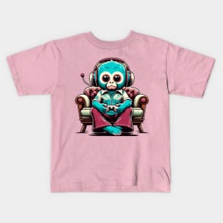 Monkey Master Gamer - Turquoise Tech Trendsetter Kids T-Shirt